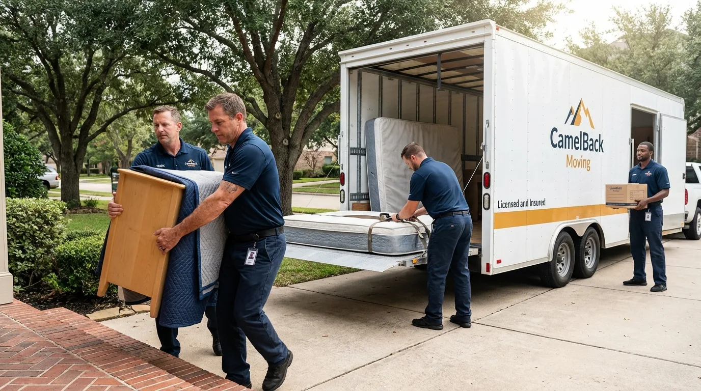 Crew loading residential truck for cross-state move from Fayette, OH